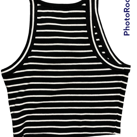 Madewell Striped Crop Top Tank Top Black/White XS - Picture 4 of 4